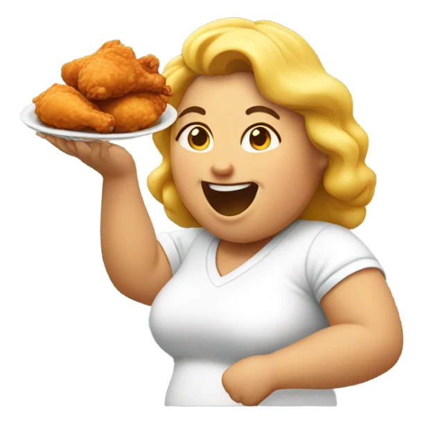 Fat woman eating fried chicken  sticker