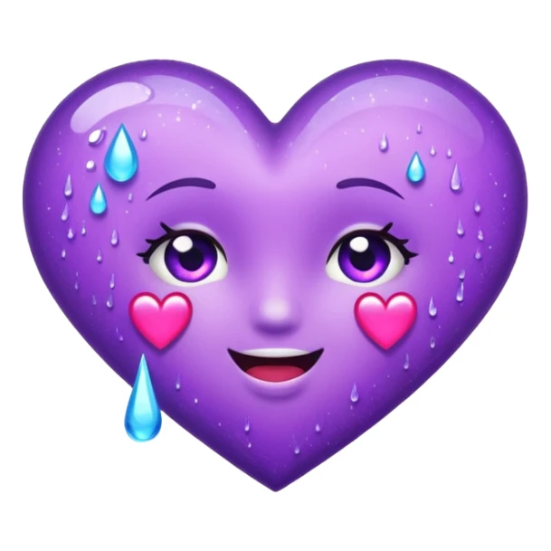 Sideways Glittery purple heart, tears of laughter  sticker