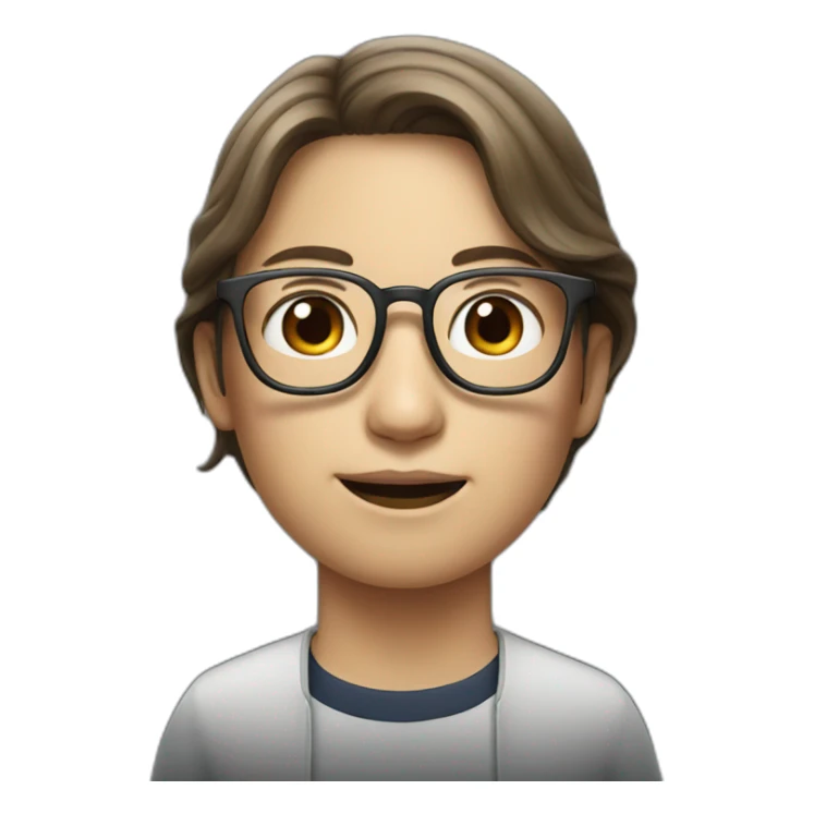 Tim cook with a brown hair Korean girl with eyeglasses sticker