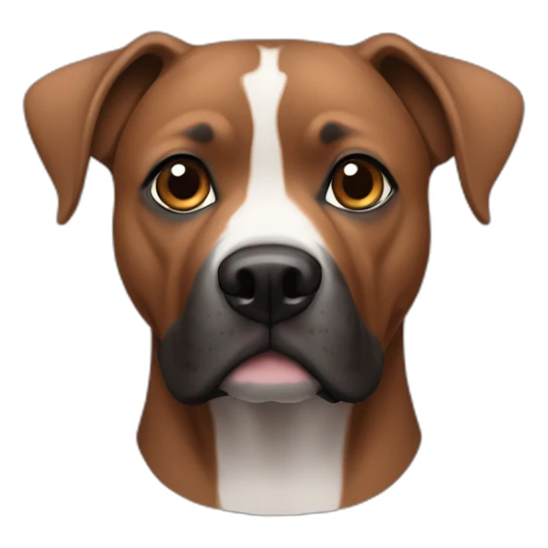 brown pitbul with black and white snout and pointy ears sticker