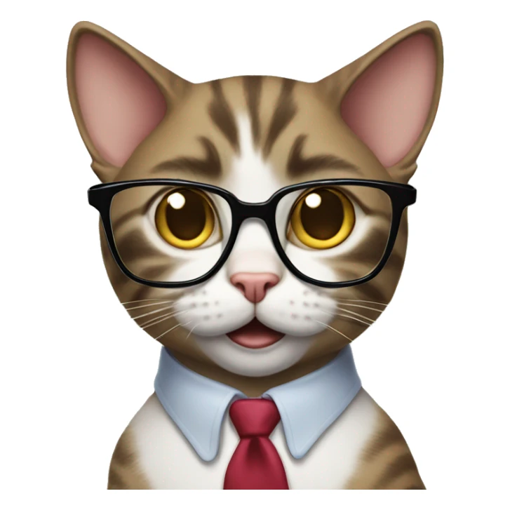nerd cat wearing glasses with his finger up sticker