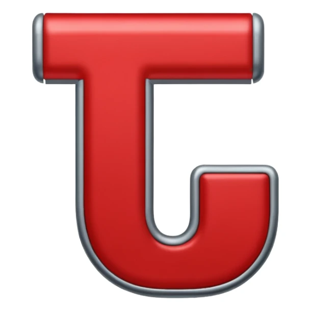 a red magnet shaped as the letter "U". the 2 end tips are color gray sticker
