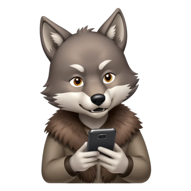 wolf checking fantasy football stats on phone sticker