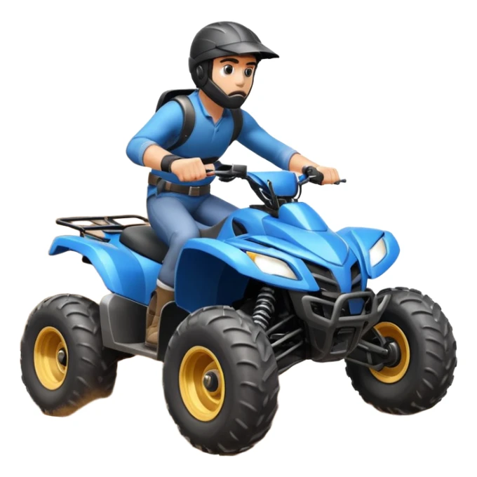 man riding an ATV, dynamic action pose, off-road vehicle, dust trail, 3D cartoon, mobile game icon style, clean background, no text, no watermark

 sticker