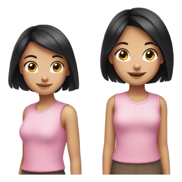 smiling girl with black hair and pink top sticker