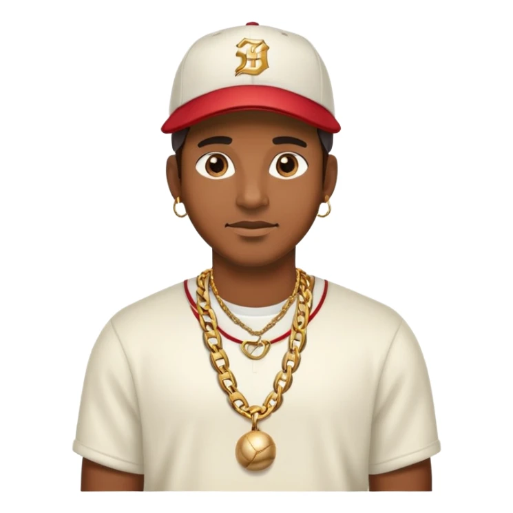 man with a baseball cap and gold chain sticker