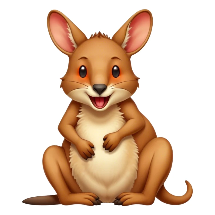 Cinematic Cute Yawning Kangaroo Portrait Emoji, Head tilted slightly with a dramatic, wide-open yawn, showcasing a soft, downy red-orange fur with gently drooping ears and round amber eyes barely open in drowsy contentment, Simplified yet irresistibly adorable features, highly detailed, glowing with a soft, cozy glow, high shine, relaxed yet expressive, stylized with a touch of outback charm, bright and endearing, soft glowing outline, capturing the essence of a sleepy yet affectionate kangaroo, so drowsy it feels like it could stretch out of the screen and curl up for a nap! sticker