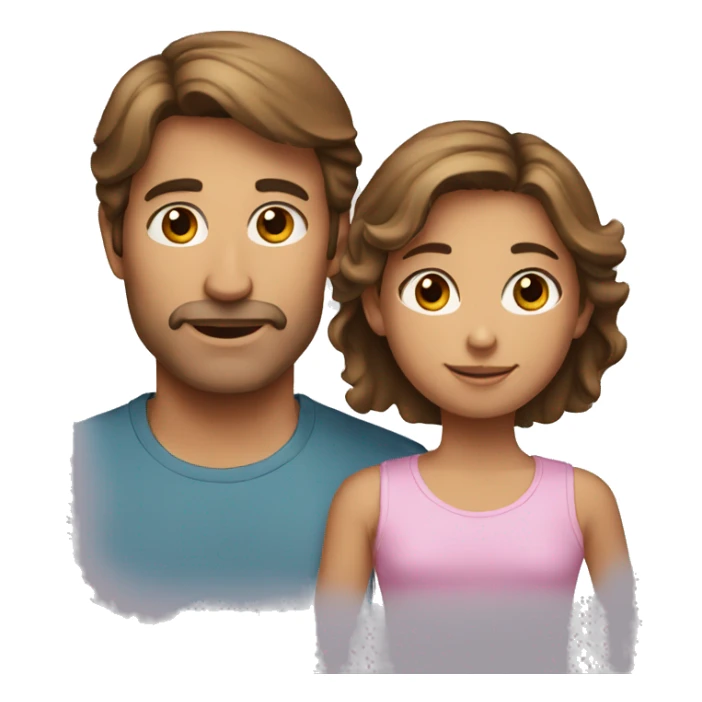 parents and daughter brown hair sticker