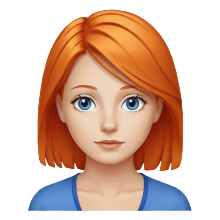 27 year old white woman, orange hair, blue eyes sticker