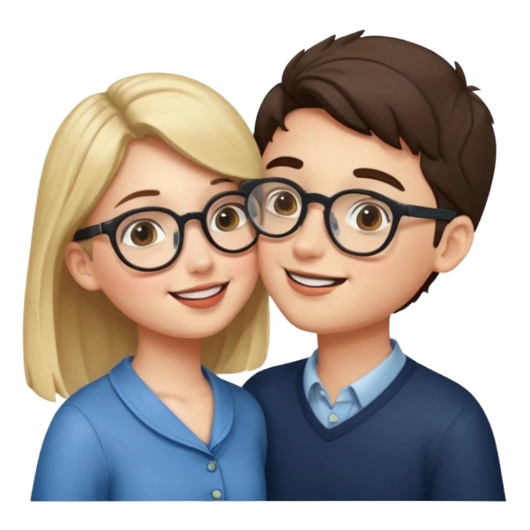 boy with spects kissing a girl sticker