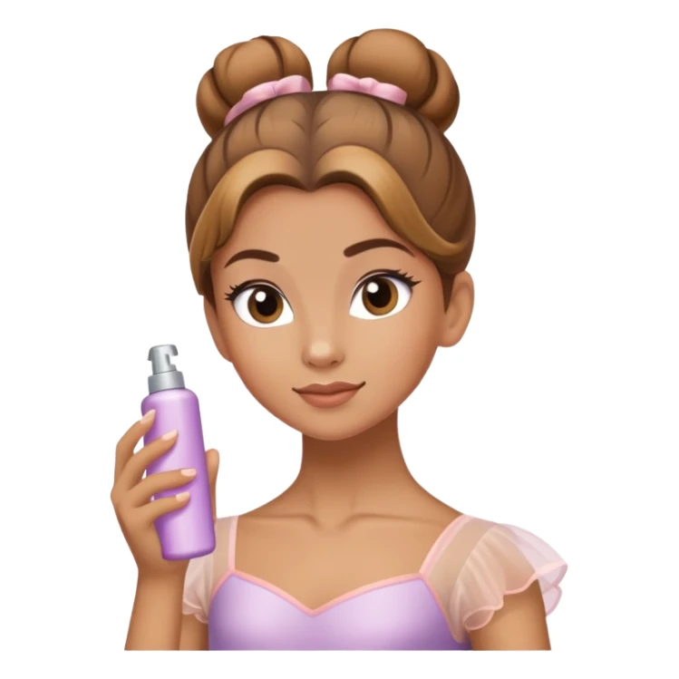 light brown haired ballerina spraying hairspray on her bun sticker
