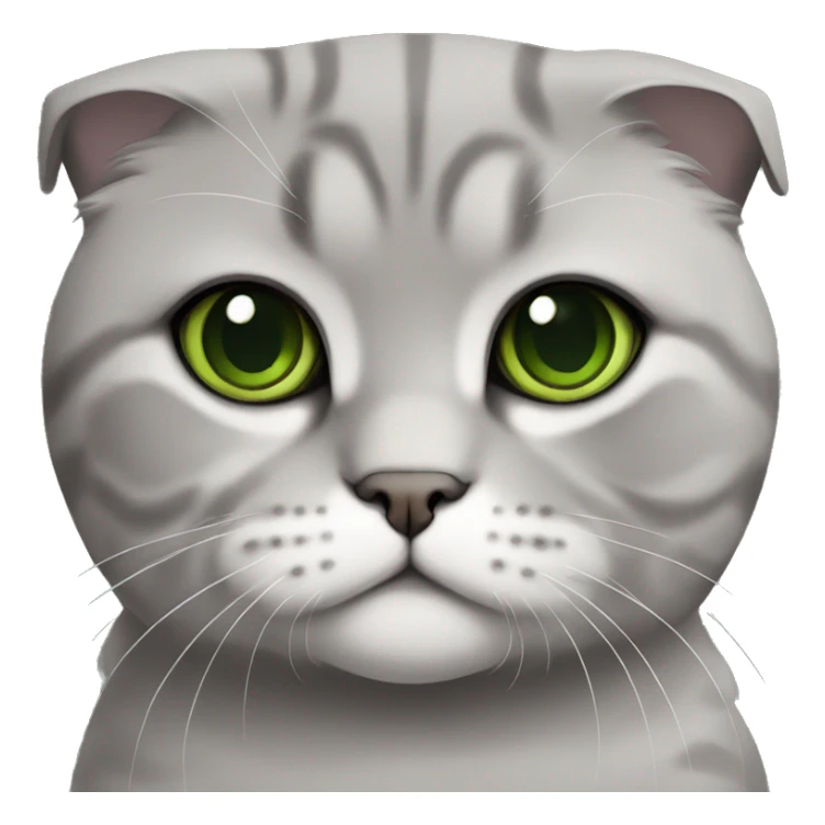 Scottish fold cat in grey with Green eyes sitting sticker