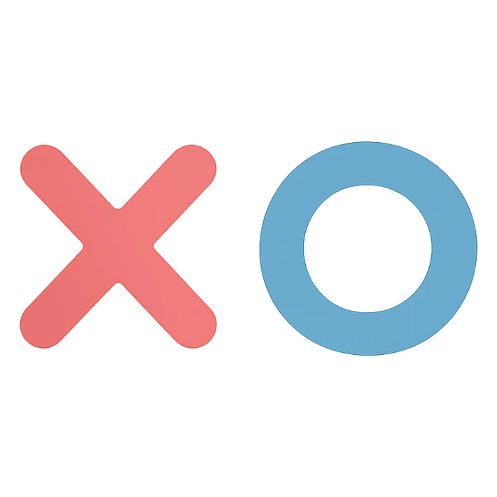 X and O icon, modern flat design, clean lines, subtle color accents, easily recognizable sticker