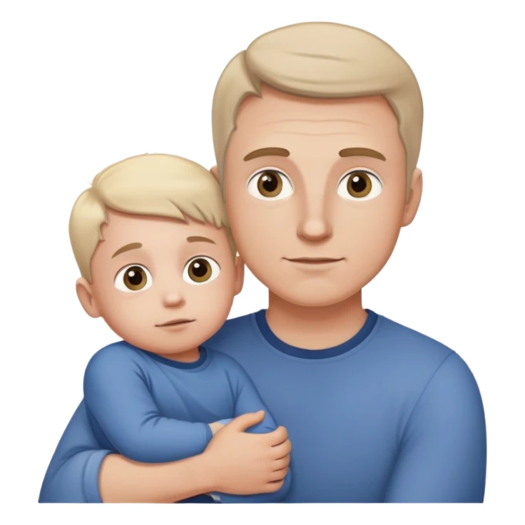 A white man with a small child in his arms is peeping, the emphasis is on the eyes sticker