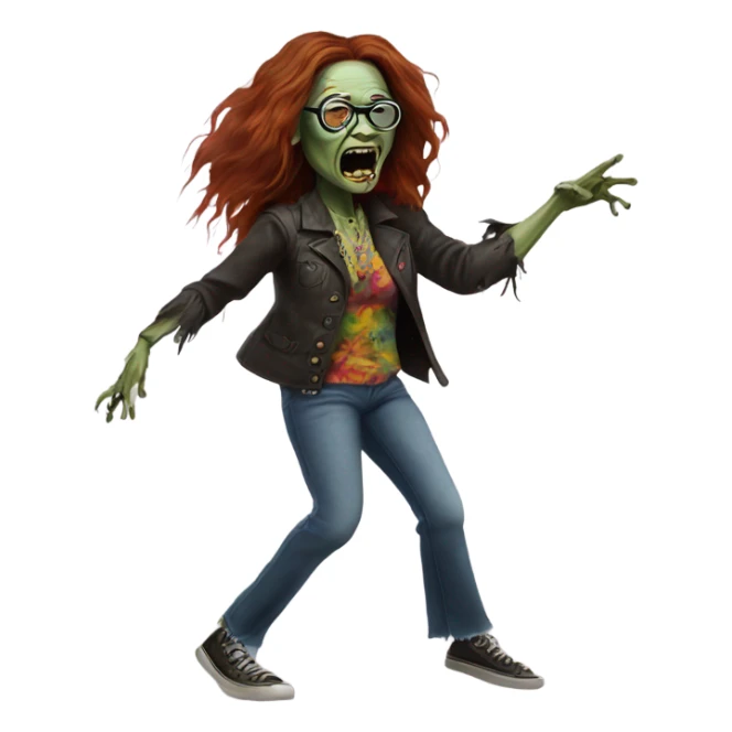  janis joplin zombie  dancing (wearing circle glasses) sticker