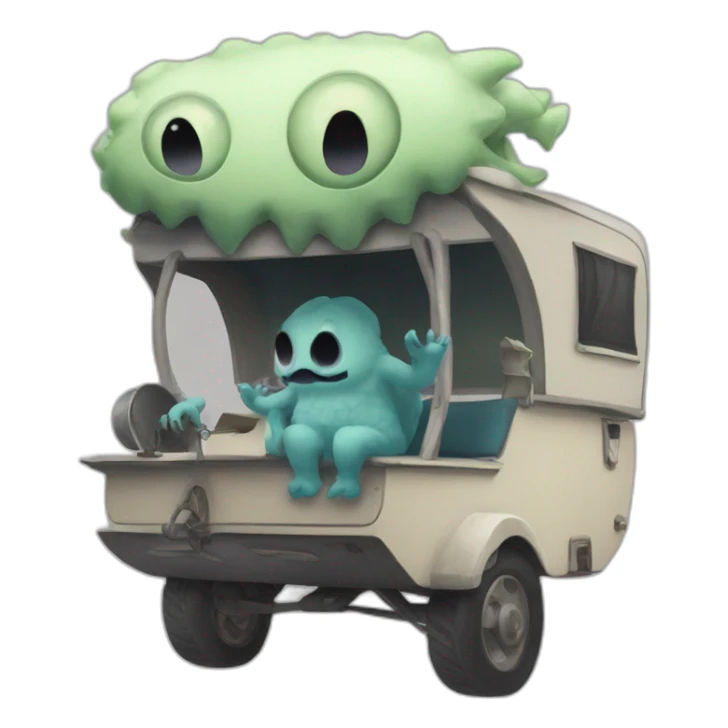 horrible Monster sit on a caravan palace sticker
