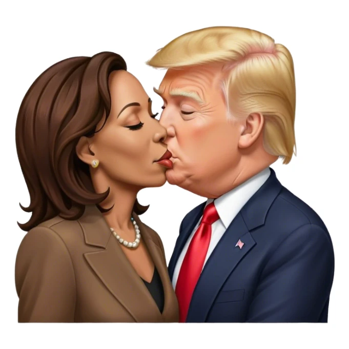 Trump and Kamala kissing sticker