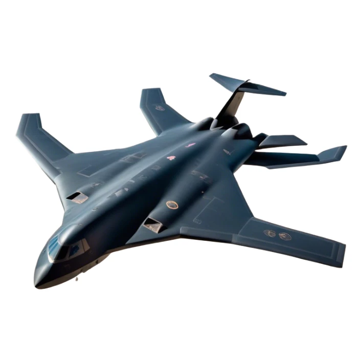 B-2 Spirit bomber - Northrop B-2 (Model Year: 2021) (Iconic colour: Stealth black) - A sleek, stealth bomber with smooth, angular contours and a matte jet-black finish. Emphasize a futuristic, minimalist design with a seamless fuselage, low-profile wings, and an overall intimidating stealth aesthetic. sticker