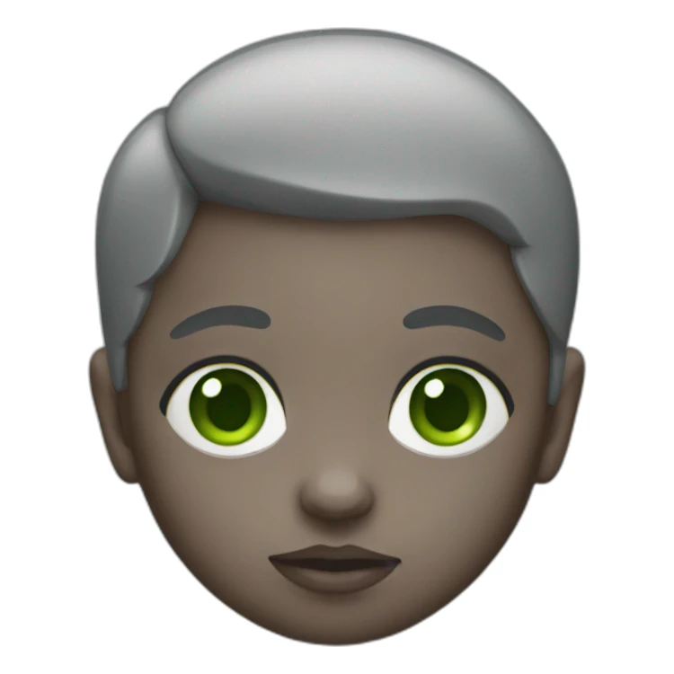 WhatsApp infant emoji with grey skin and green eyes sticker