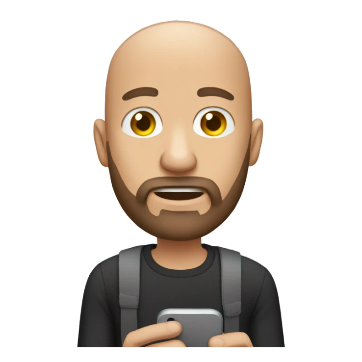 bald man with pepper beard on his phone sticker