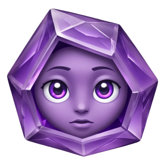 Single gemstone amethyst character rock, with carved facets with eyes beautiful sticker