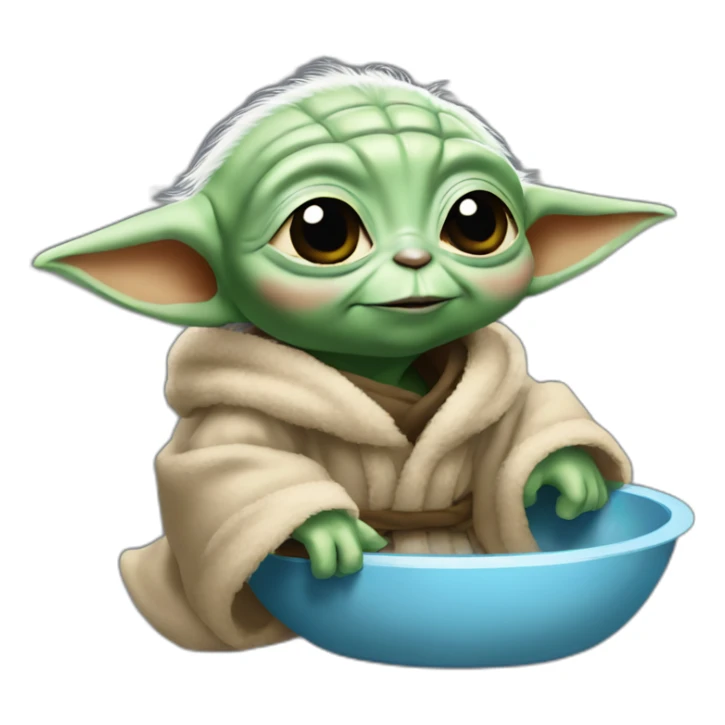 baby yoda abraçando um filhote de macaco e sorrindo sticker