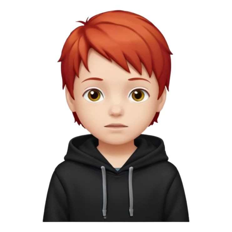 child with red hair and black hoodie sticker
