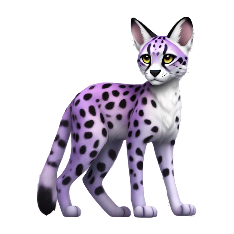 Epic Edgy Colorful Cool Cute Realistic Black White Purple ethereal Serval-Fionbri fursona full body sticker
