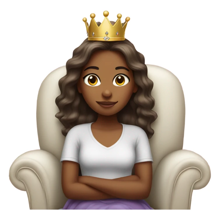 realistic girl on couch with princess crown sticker