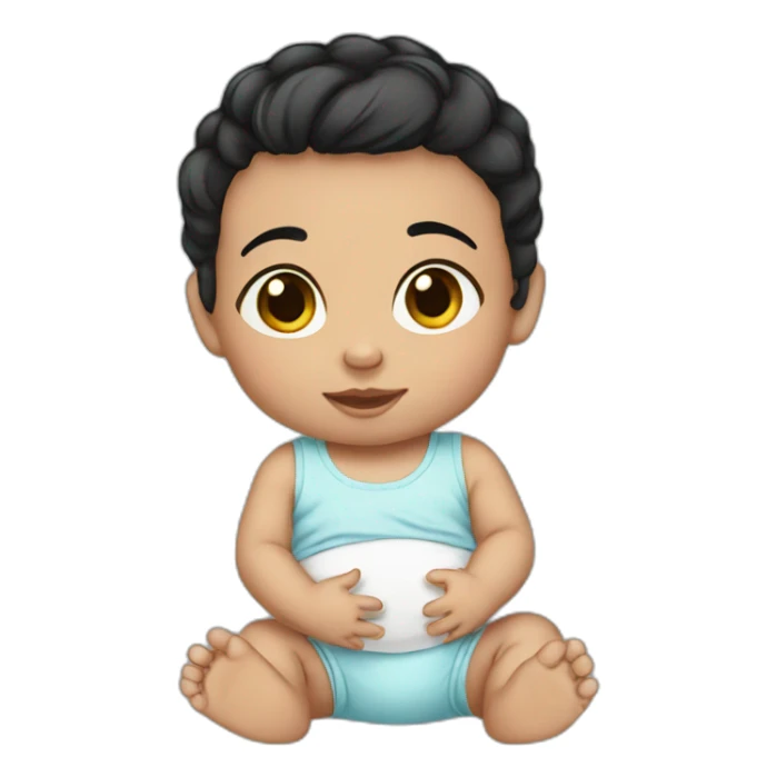 newborn baby black hair sticker