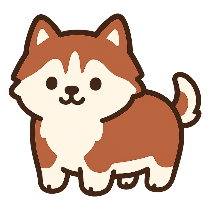 pusheen-style red siberian husky puppy sticker