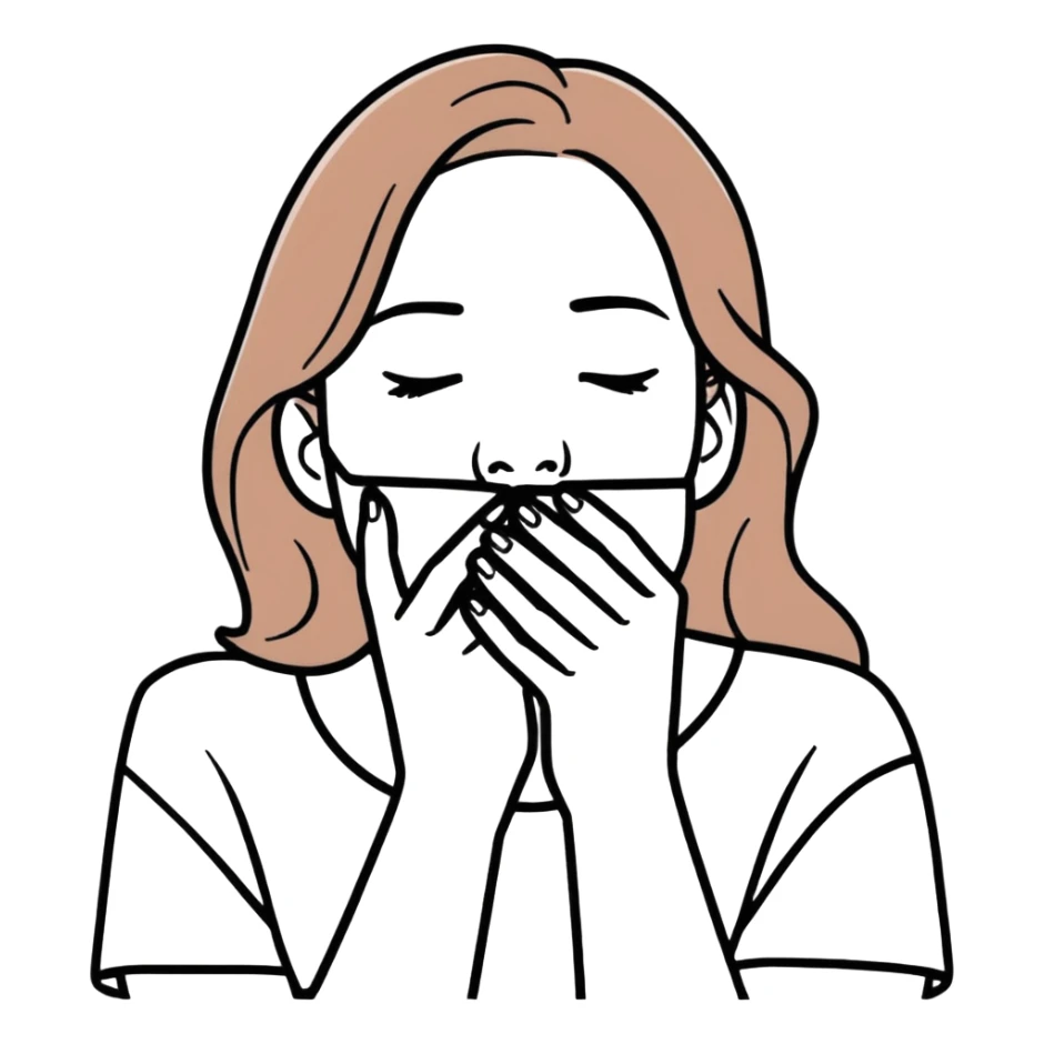 Una mujer tapándose la boca  sticker