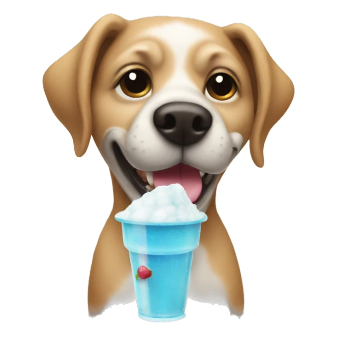 dog holding a slushie sticker