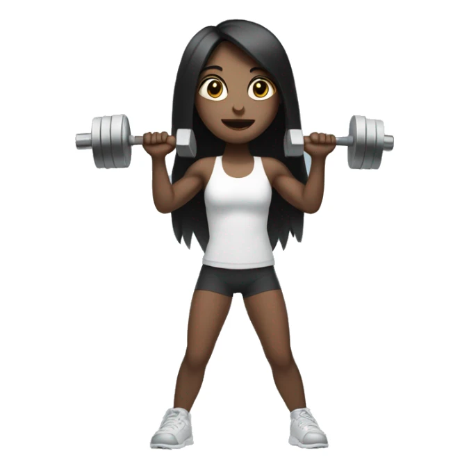 Pale girl with long black hair lifting weights sticker