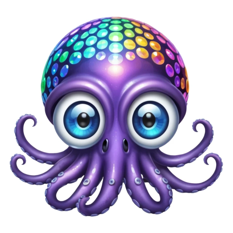 Poulpe et boule disco sticker