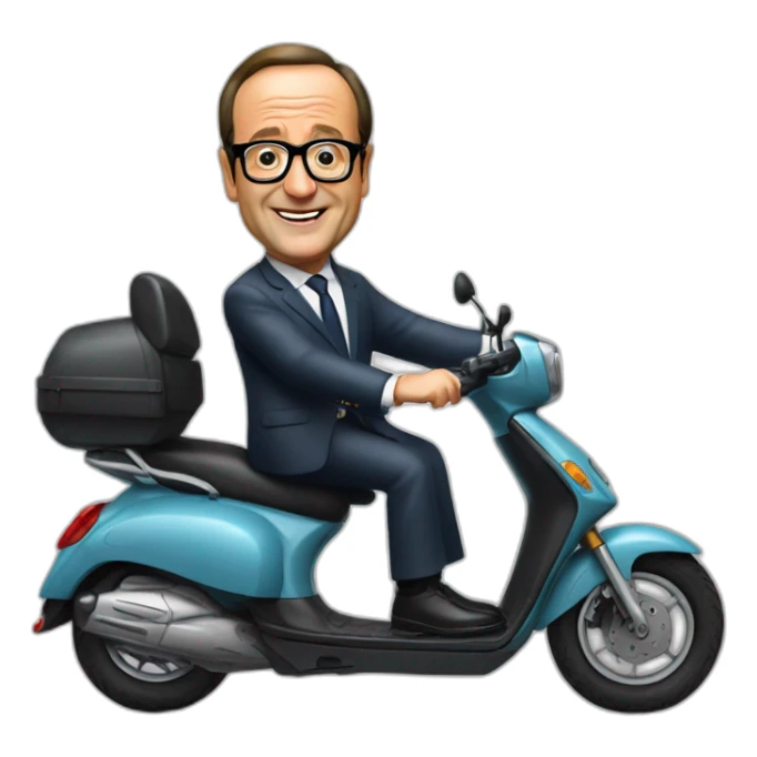 Francois Hollande sur un scooter sticker