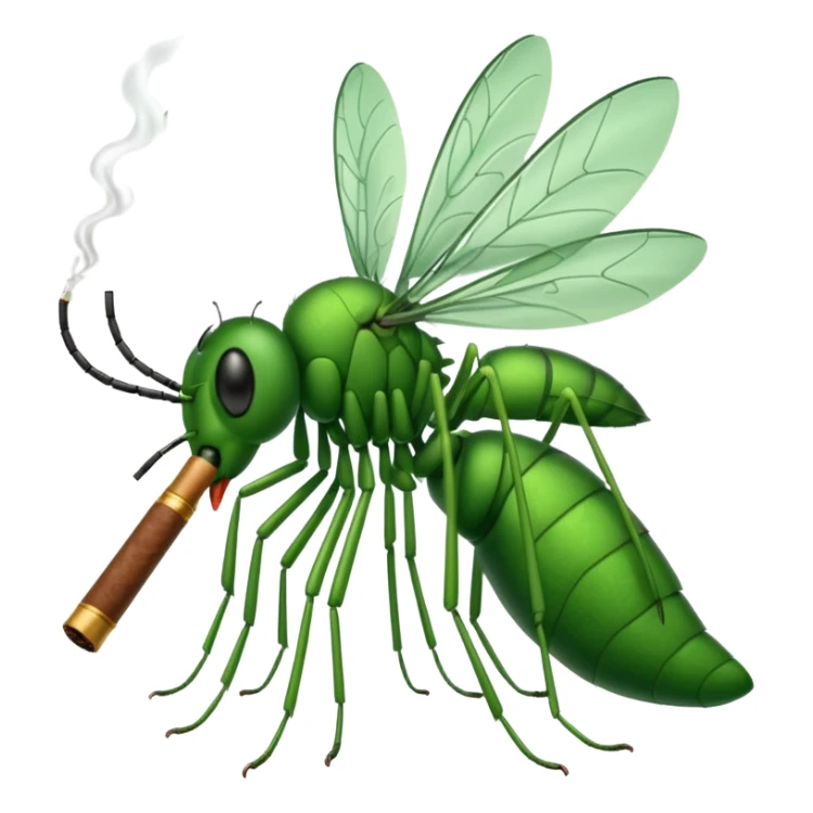 mosquito verde fumando un cigarro sticker