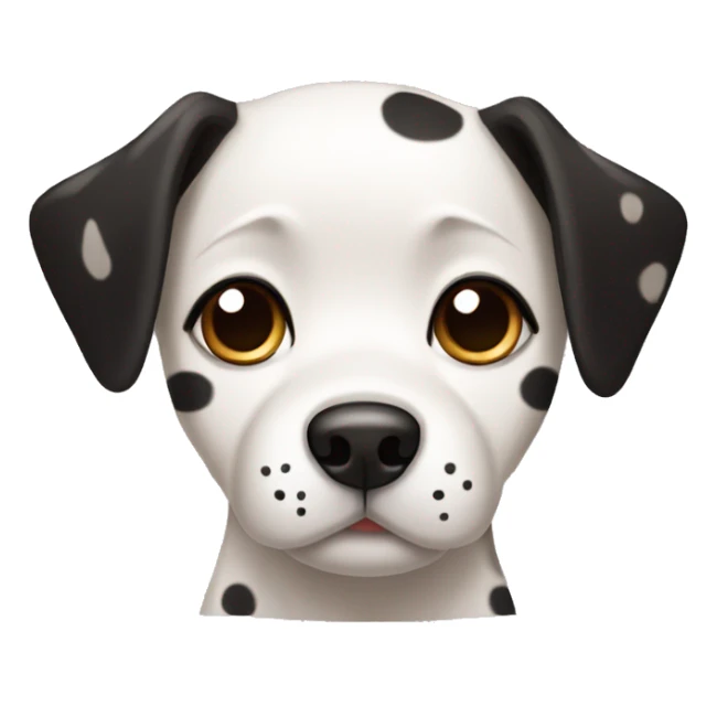 korean black spotted dog feeling awkward  with folded ears  sticker