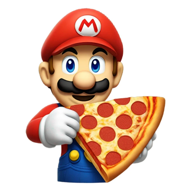 mario bros con in mano una pizza sticker