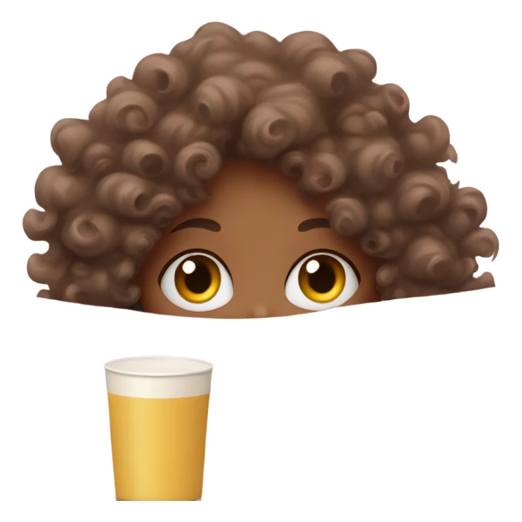 girl with curly hair inside a light pink blanket sipping match eyes opened sticker