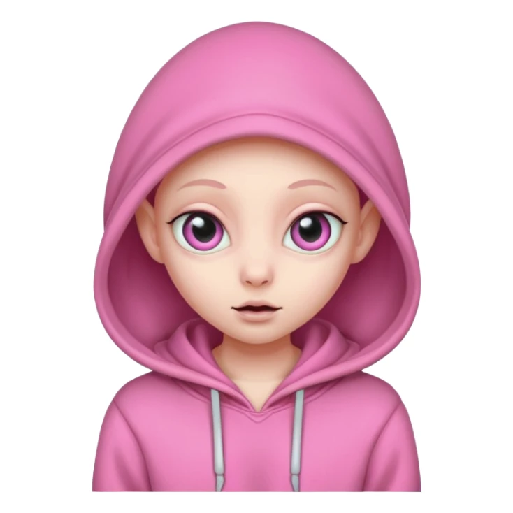 Aliens Pink, hoodie, cute big eye, thin ears, half body sticker