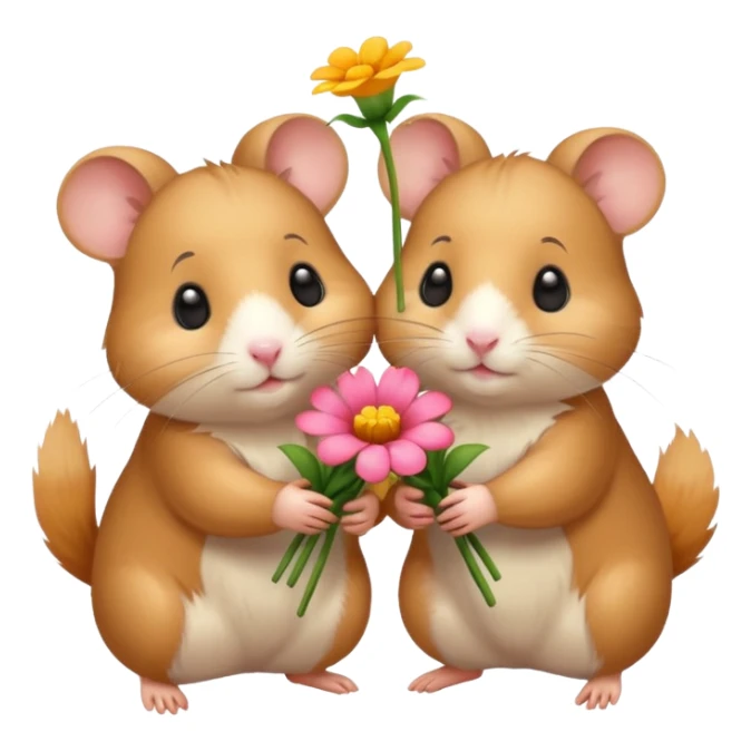 1 hamster giving flowers to another hamster sticker