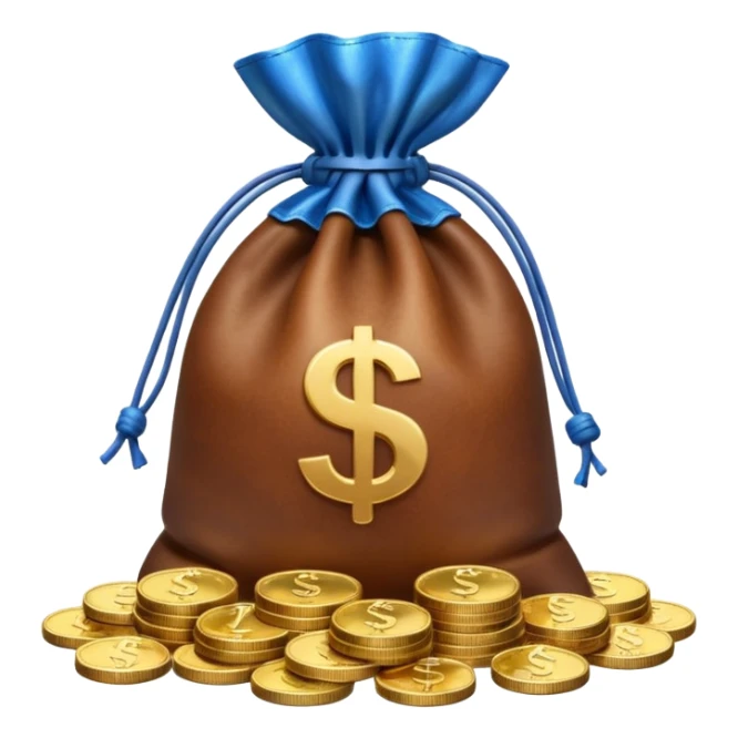 money bag on top of blue coins stack sticker