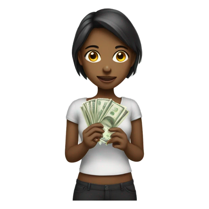 Girl holding money  sticker