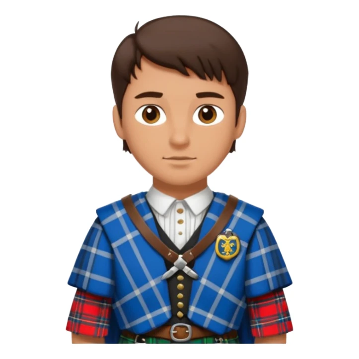  brunette man wearing scottish traditional clothes sticker