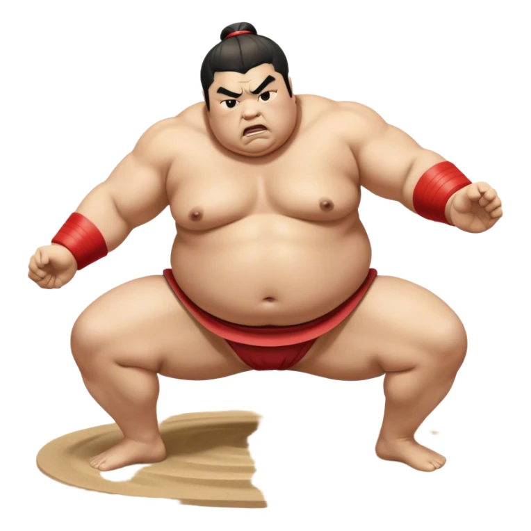 Sumo Wrestling – Cinematic Realistic Sumo Wrestling Scene, featuring a powerful sumo wrestler in traditional mawashi engaged in an intense bout on a sandy dohyo, muscles tensed and sweat glistening under dramatic arena lighting, capturing the raw energy and tradition of the sport. sticker