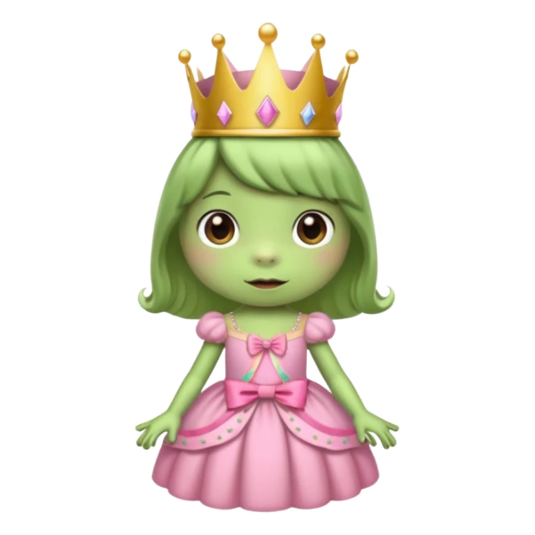 frog with short bangs with a crown pink bow and pink princess dress sticker