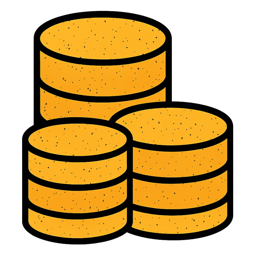 minimalist hoard of database cylinders with worn distressed effect sticker