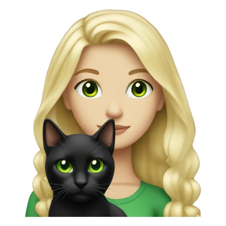 Blonde green eyed girl with black cat sticker