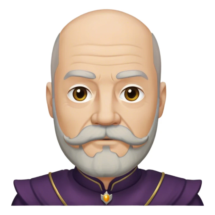 Mace Tyrell from game of thrones, have mustache and gray beard, half bald sticker